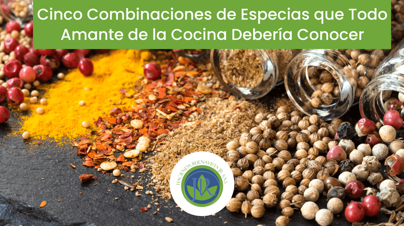 Combinaciones de especias organizadas sobre una mesa para diferentes recetas de cocina.