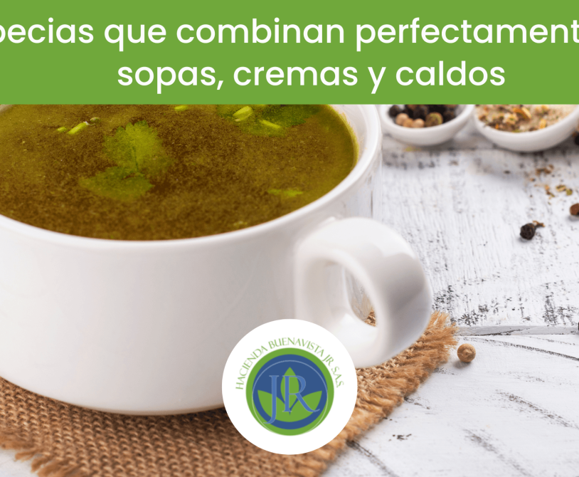 Sopa caliente acompañada de especias como pimienta, ajo en polvo, cebolla en polvo y curry.